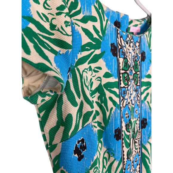 Lilly Pulitzer Layton Sea Oat Ikatty Ikat Engineer Print Shift Dress Size Medium - Picture 9 of 12